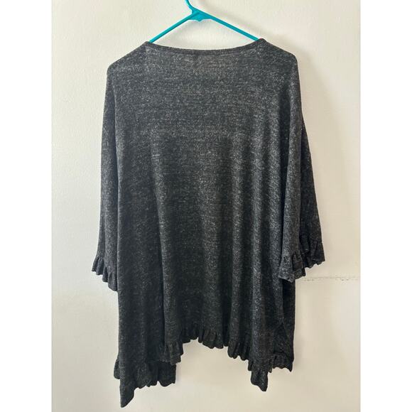 Red Lolly Womens Cardigan Sweater Size Small Heather Gray NWT Ruffles Open Front - Picture 5 of 6